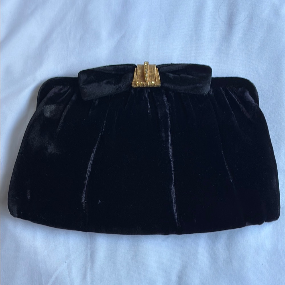 Black and Gold Velvet Evening Clutch